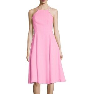 Black Halo Midi Dress Size 2‎ Pink NWT  Fit and Flare Capsule Wardrobe Classic